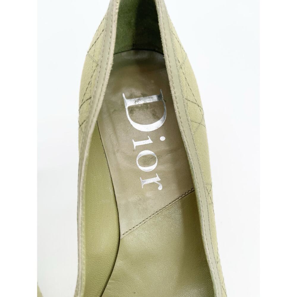 Christian Dior Vintage Green Cannage Rasta Pointed Toe Buckle Pumps Heels EU 37 - Picture 11 of 14